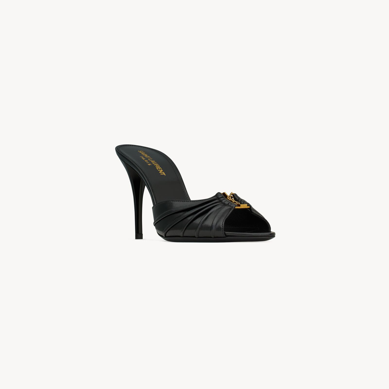 Yves Saint Laurent Black smooth leather pointy sandals high heels slippers - 图片 2