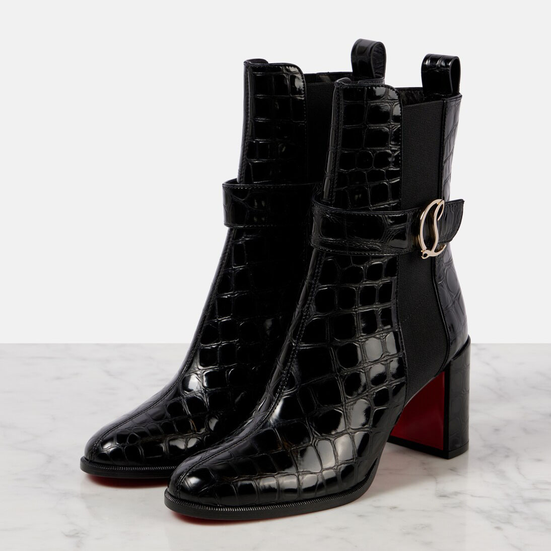 Christian Louboutin calf leather round toe with thick heel and naked high heel boots - 图片 3