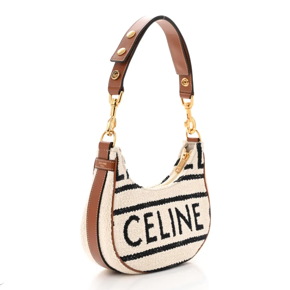 Celine Medium Ava Shoulder Bag White/Black Textile Gold Hardware - 图片 3