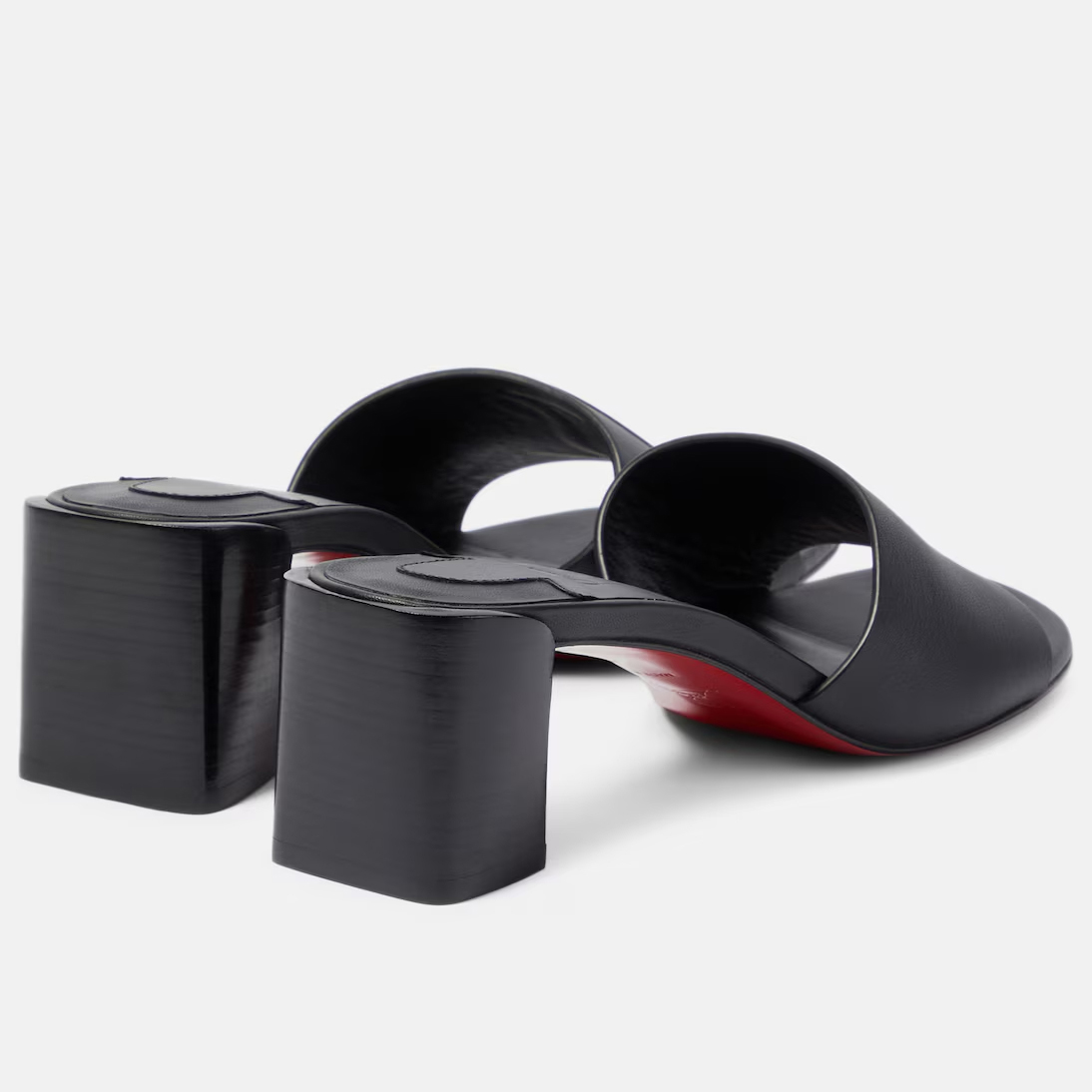 Christian Louboutin Black embossed leather Muller shoes high-heeled slippers - 图片 3