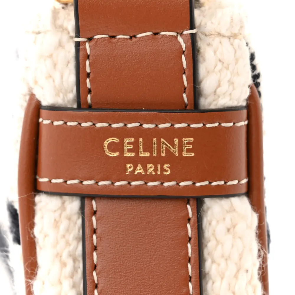 Celine Medium Ava Shoulder Bag White/Black Textile Gold Hardware - 图片 2