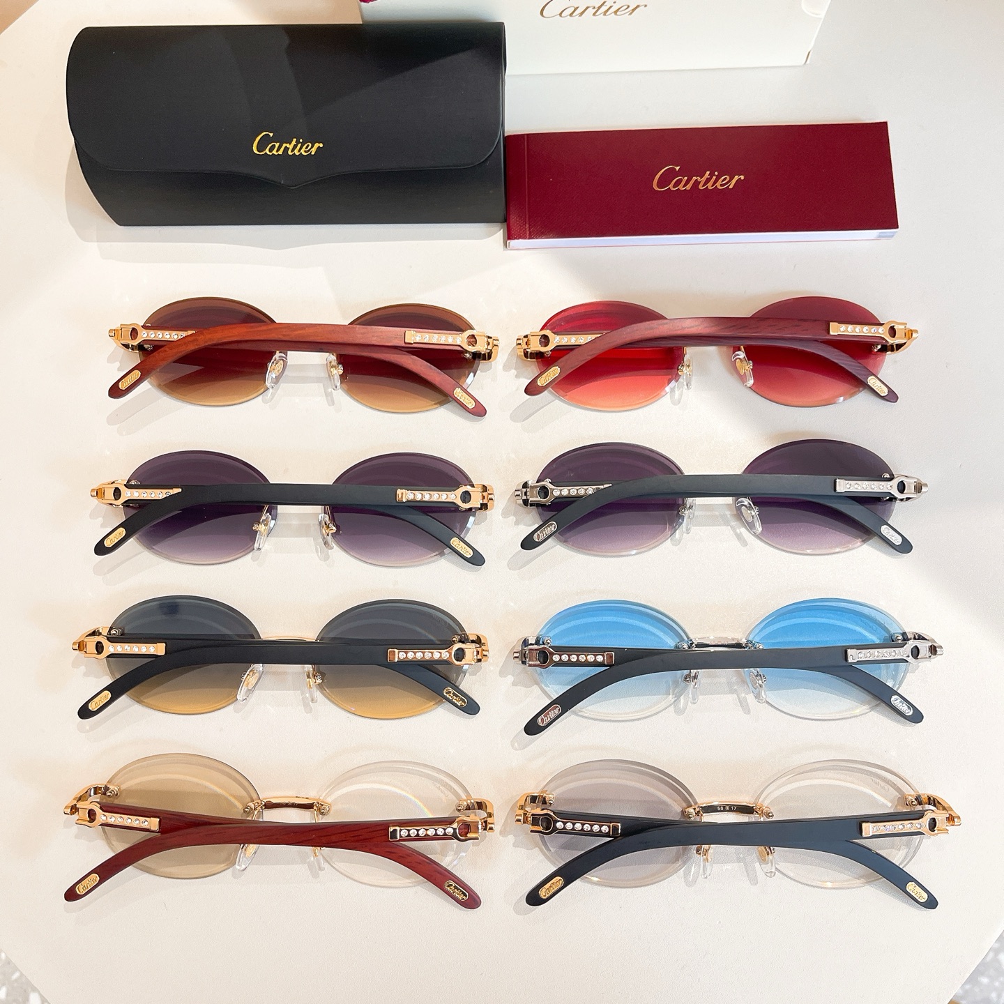 Cartier square frame glasses blue/black gold/purple gold/brown/red/purple silver/transparent purple/transparent brown color Size 58口15-135 - 图片 9