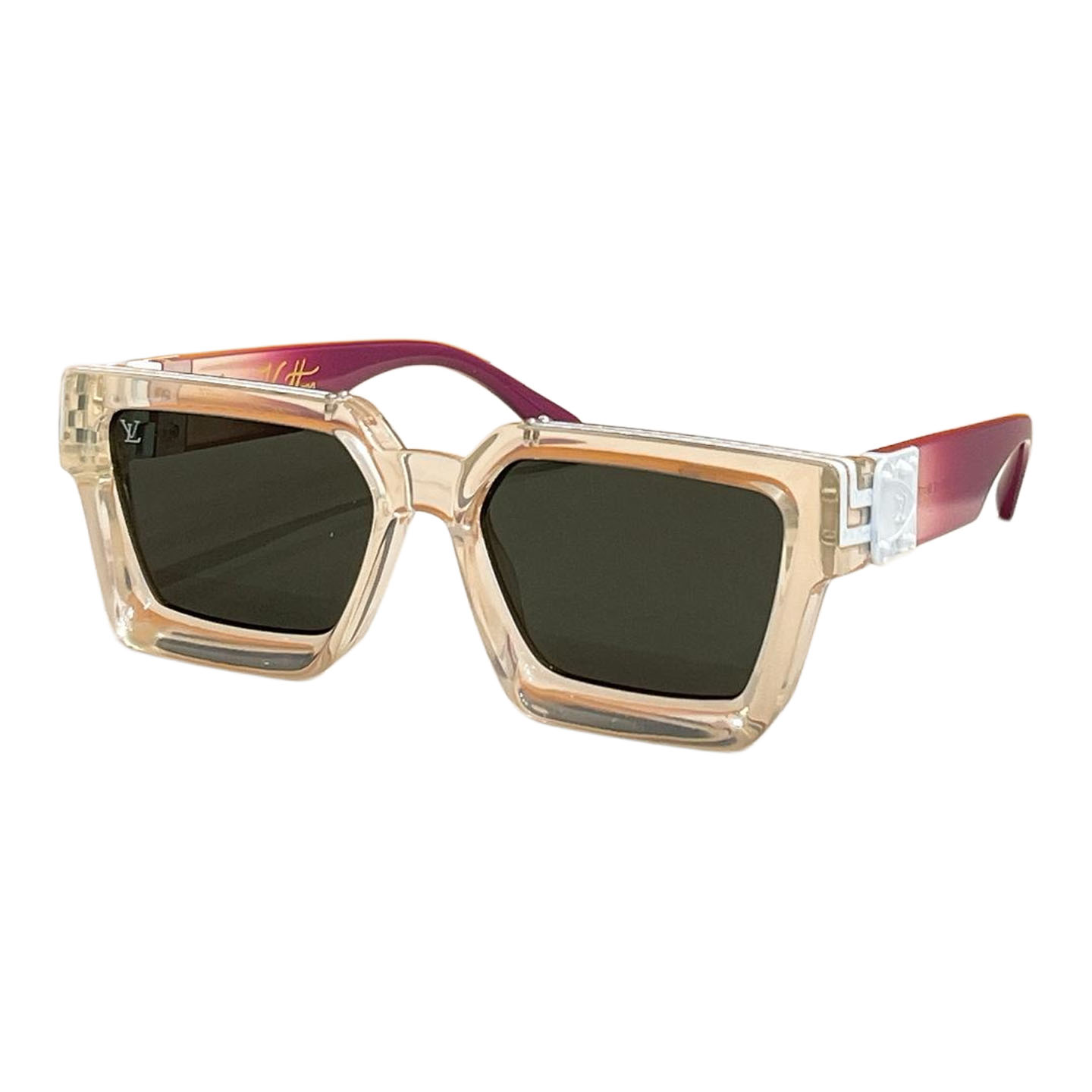 Louis Vuitton square frame glasses orange/green white/leopard blue/yellow/purple tawny/blue green/silver/sky blue/leopard blue/leopard brown/black orange/black gold/black color Size 51口20-140 - 图片 10