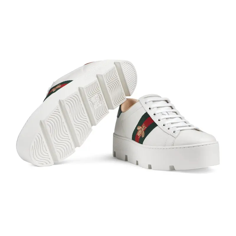 Gucci Ace series platform sneakers woven fabric women's sports shoes - 图片 5