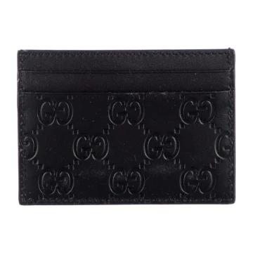 Gucci Small Card Holder Black GG Signature Leather