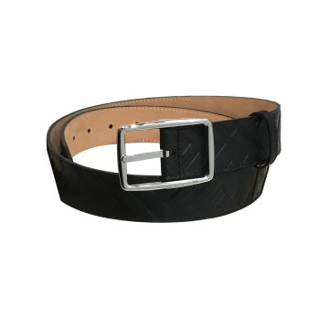 Fendi Men's Rectangle Buckle Belt In Black FF Calfskin With Gold/Silver Hardware 35mm