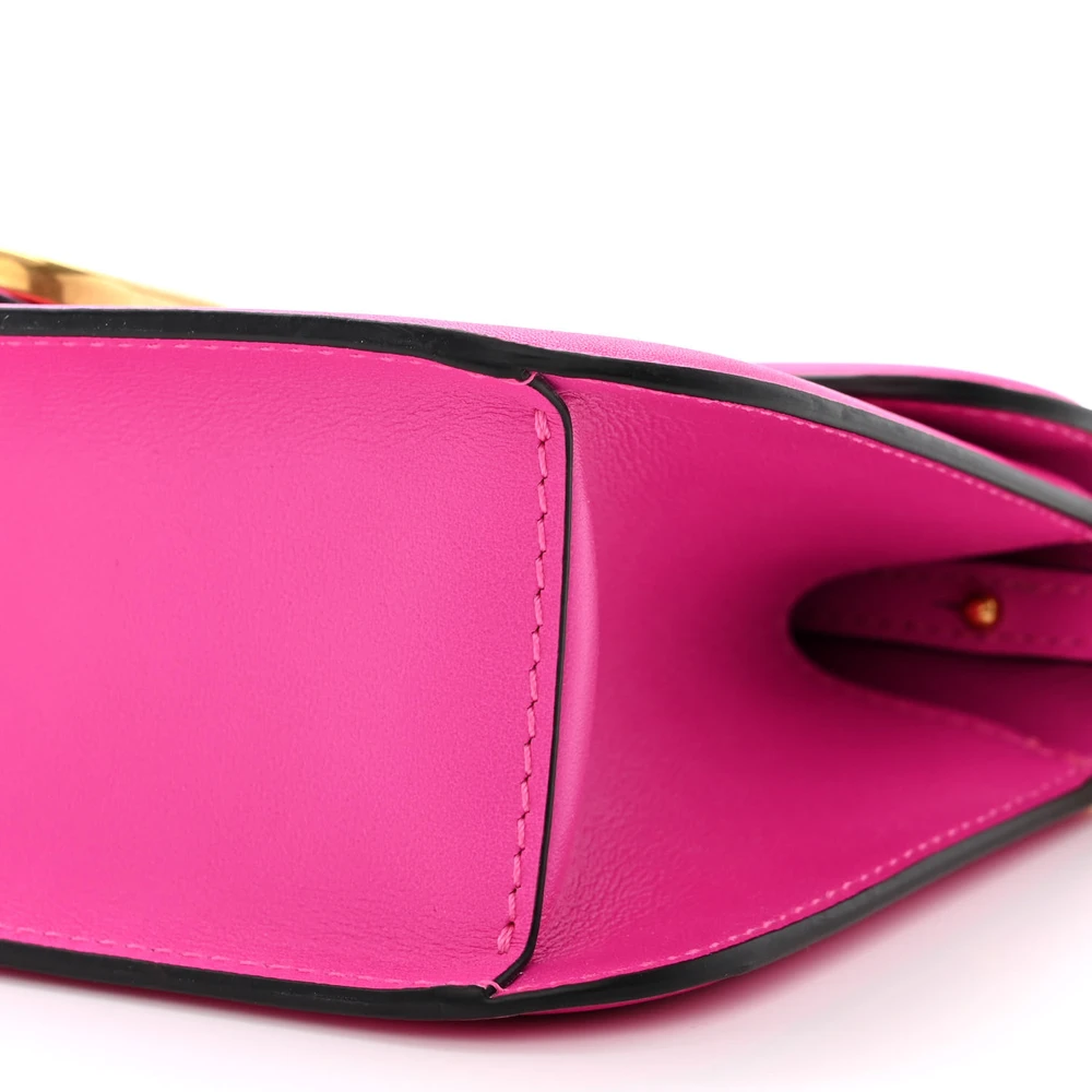 Valentino Garavani Small VLogo Loco Shoulder Bag Pink PP Calfskin Leather Gold Hardware - 图片 5