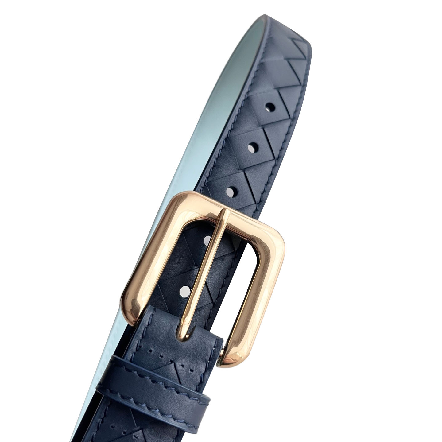 Bottega Veneta Women's Chain Link Belt In Blue/Black/Pink Calfskin With Gold/Silver Hardware 25mm - 图片 4