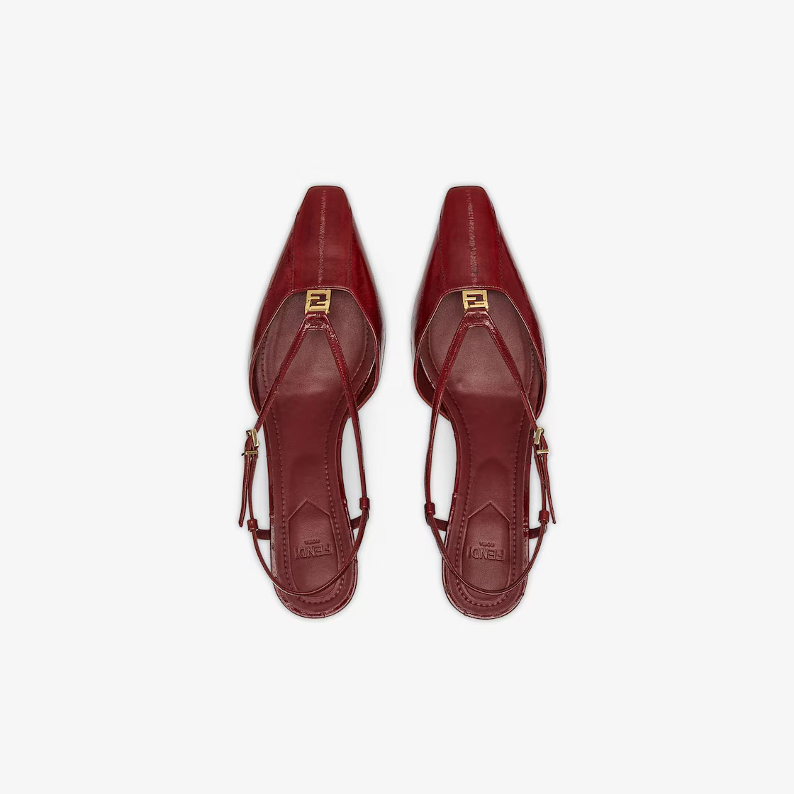 FENDI Red eel skin low - heeled slingers - 图片 4