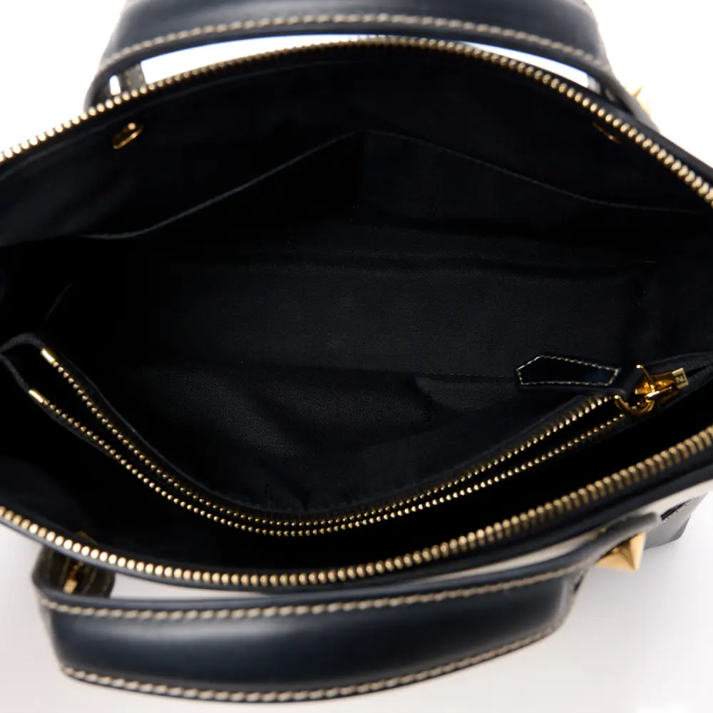 Fendi Medium Logo Embroidered By The Way Boston Bag Grezzo/Black Canvas & King Vitello Leather Gold Hardware - 图片 8