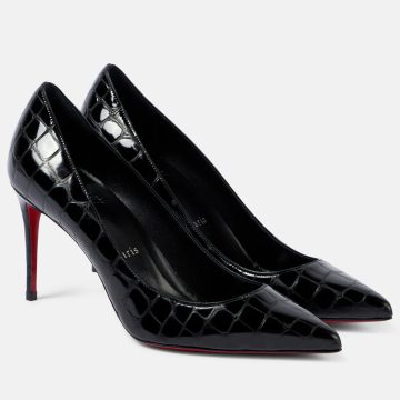 Christian Louboutin Black imitation crocodile leather heels