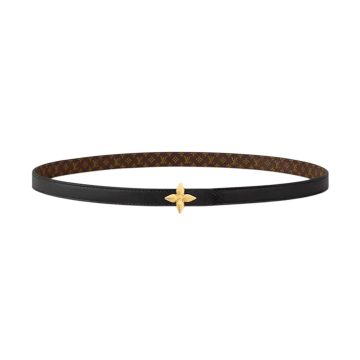 Louis Vuitton Women's Mini Flowergram Reversible Belt In Black Calfskin And Monogram Canvas With Gold/Silver/Pink/Black Hardware 15mm