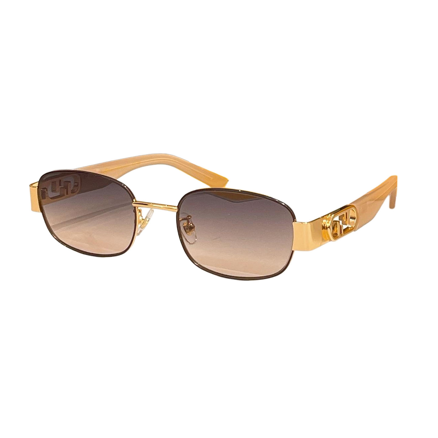 Fendi square frame glasses ivory/leopard/eggplant/pink/brown gold/green color Size 52口21-145 - 图片 5