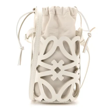 Loewe Cutout Anagram Pocket Crossbody Bag Small White Glaze Nappa Calfskin Leather