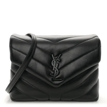 Saint Laurent Mini Loulou Crossbody Bag Black Y-Quilted Monochrome Monogram Calfskin Leather Black Hardware