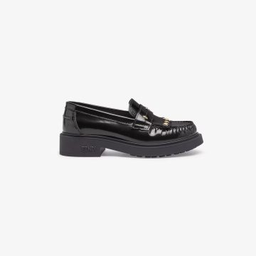 FENDI Black leather loafers