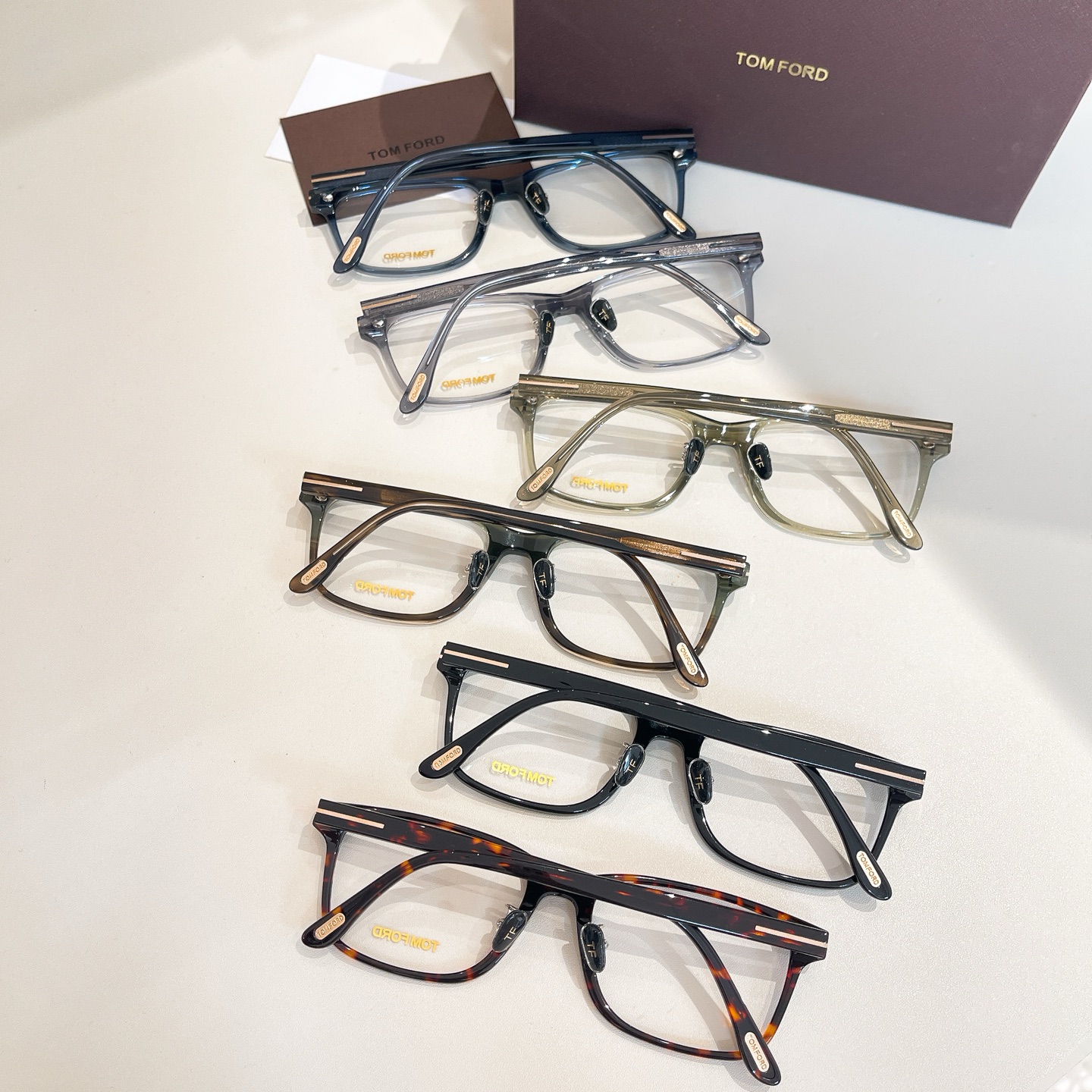Tom Ford square frame glasses green/black/grey/blue/leopard/citron color Size 55口17-145 - 图片 9