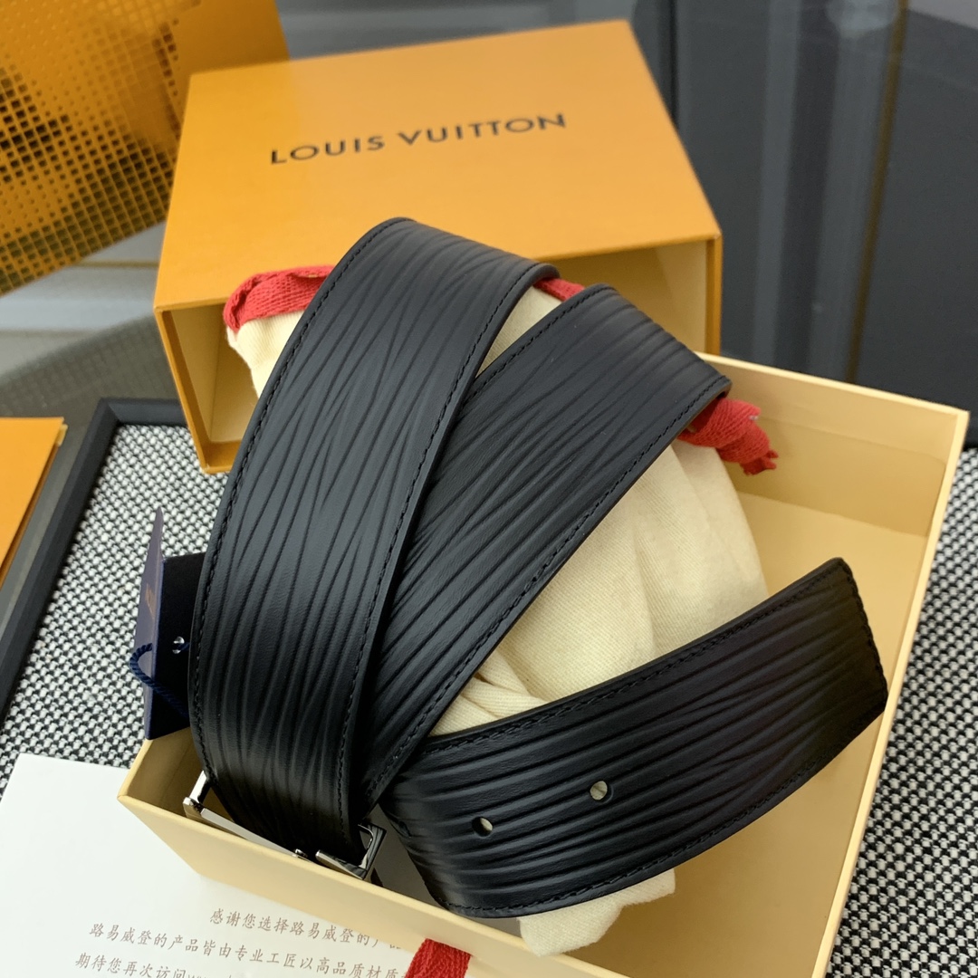 Louis Vuitton Men's Epi Reversible Belt In Black Calfskin With Silver/Black Hardware 40mm - 图片 6