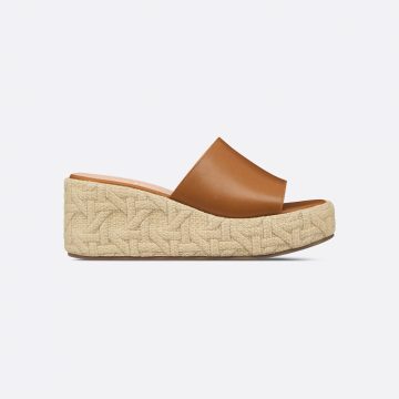 Dior brown wedge heel slippers