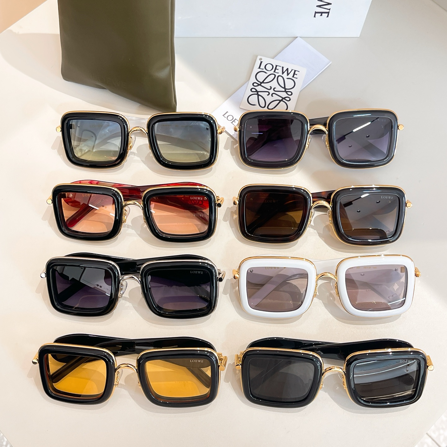 Loewe square frame glasses black white/white/black orange/black red/black/purple silver/purple gold/leopard color Size 49口27-140 - 图片 9