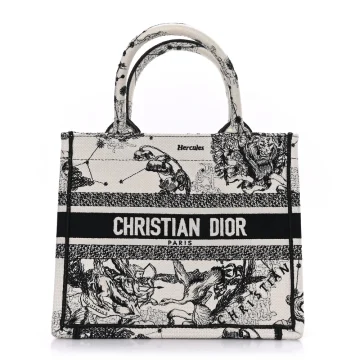 Dior Small Zodiac Toile De Jouy Book Tote Latte/Black Embroidered Canvas