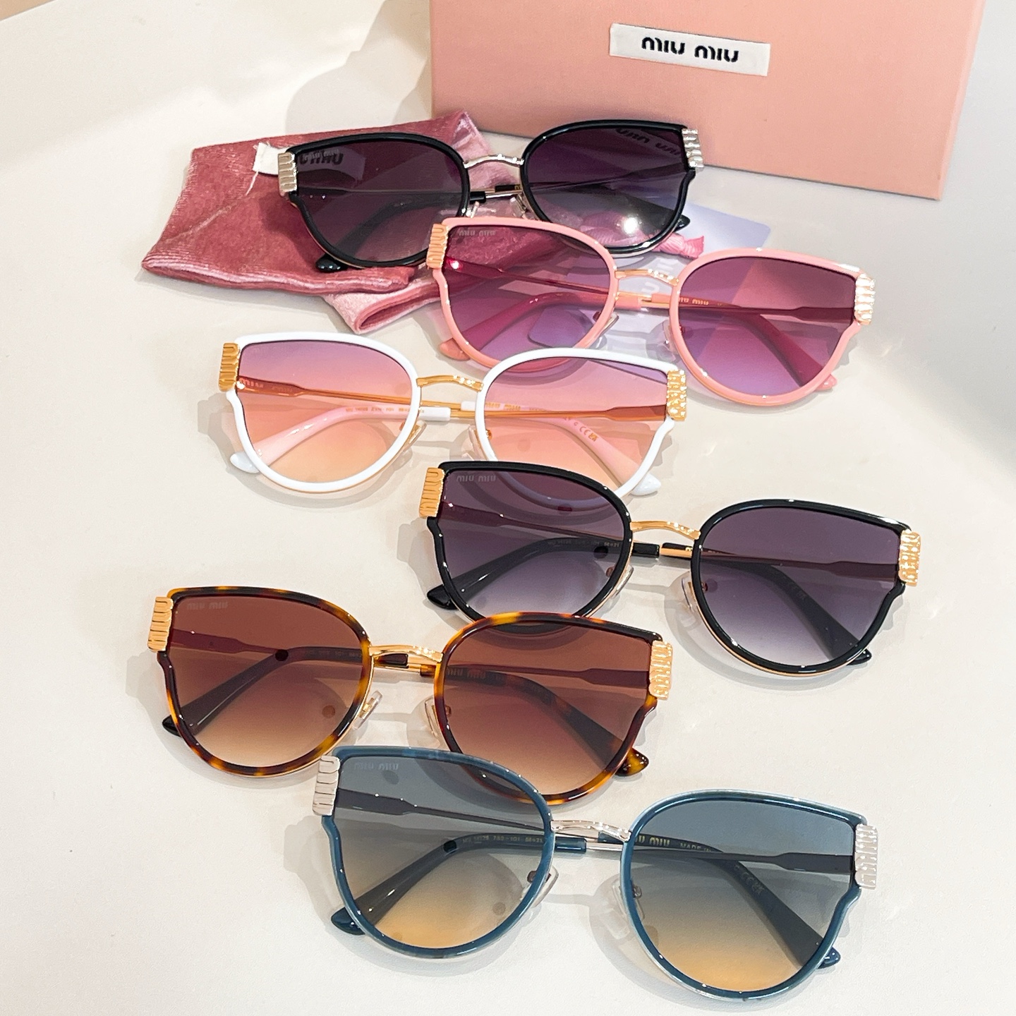 Miu Miu Butterfly glasses purple silver/purple gold/leopard/teal/pink/white color Size 56口21-145 - 图片 8