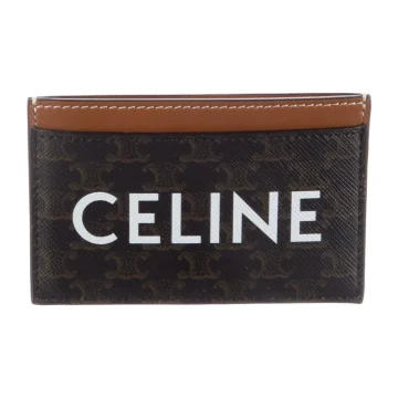 Celine Small Printed Compact Wallet Brown Calfskin Leather