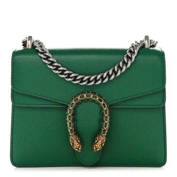 Gucci Mini Dionysus Shoulder Bag Emerald Calfskin Leather Aged Silver Hardware