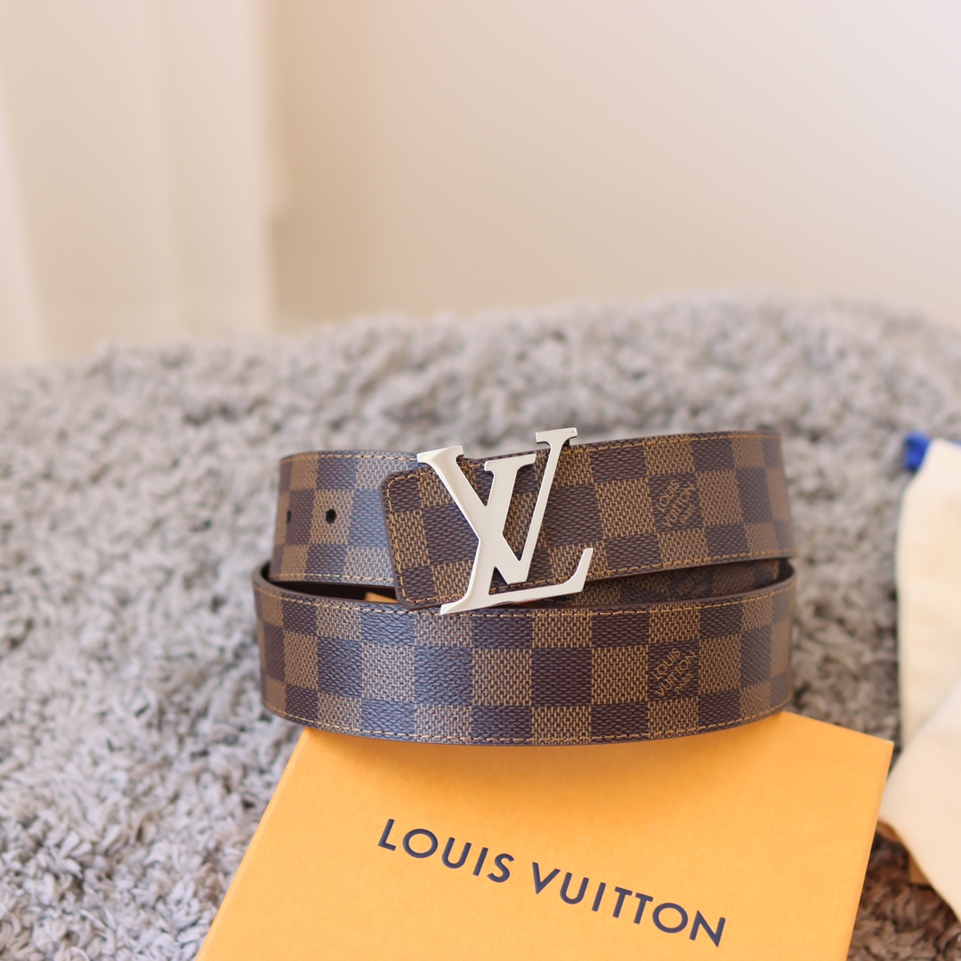 Louis Vuitton Men's Initiales Reversible Belt In Black/Grey/Brown Monogram And Damier Canvas With Silver/Black Hardware 40mm - 图片 10