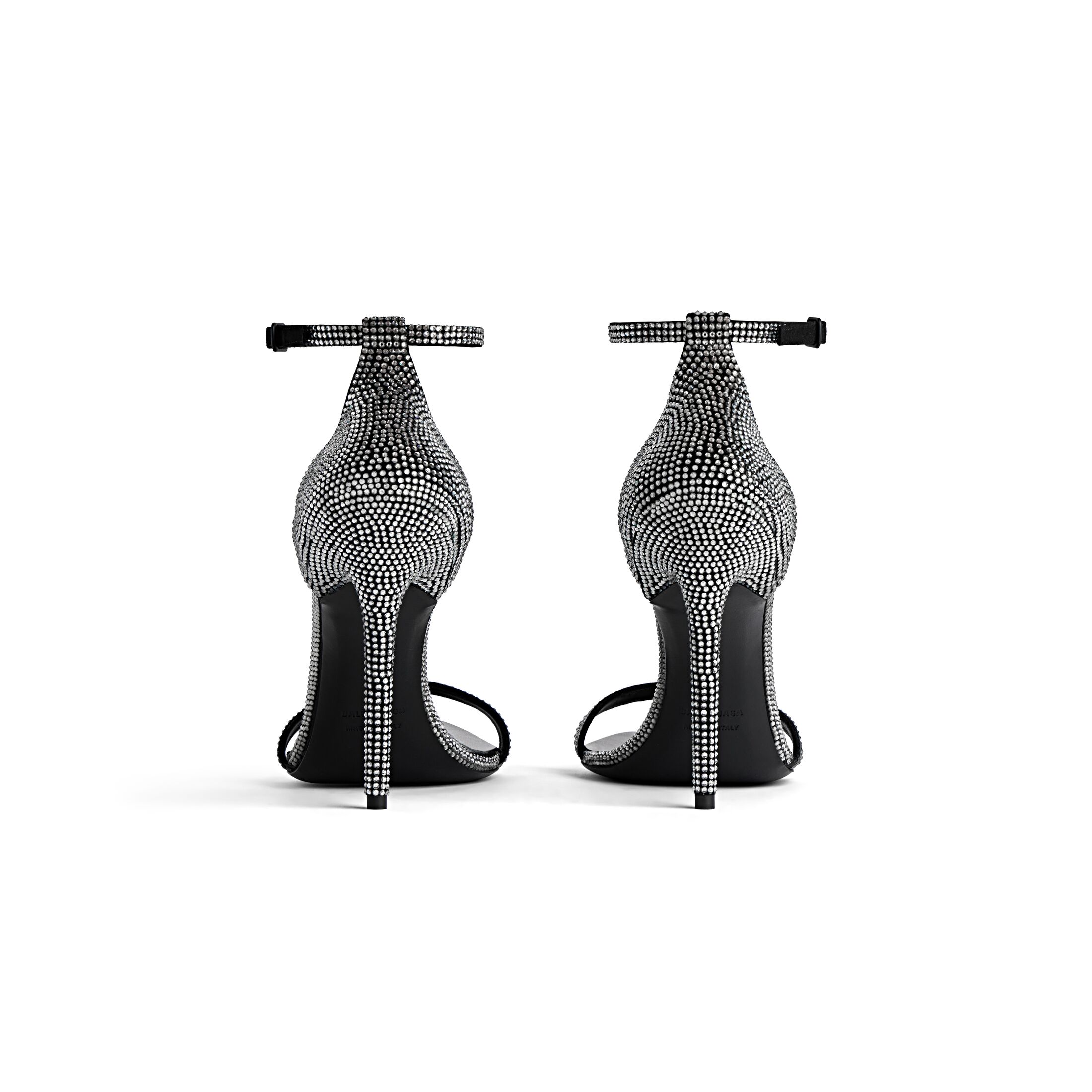 BALENCIAGA HONEY Rhinestone 110mm sandals black pointed stiletto heels - 图片 3