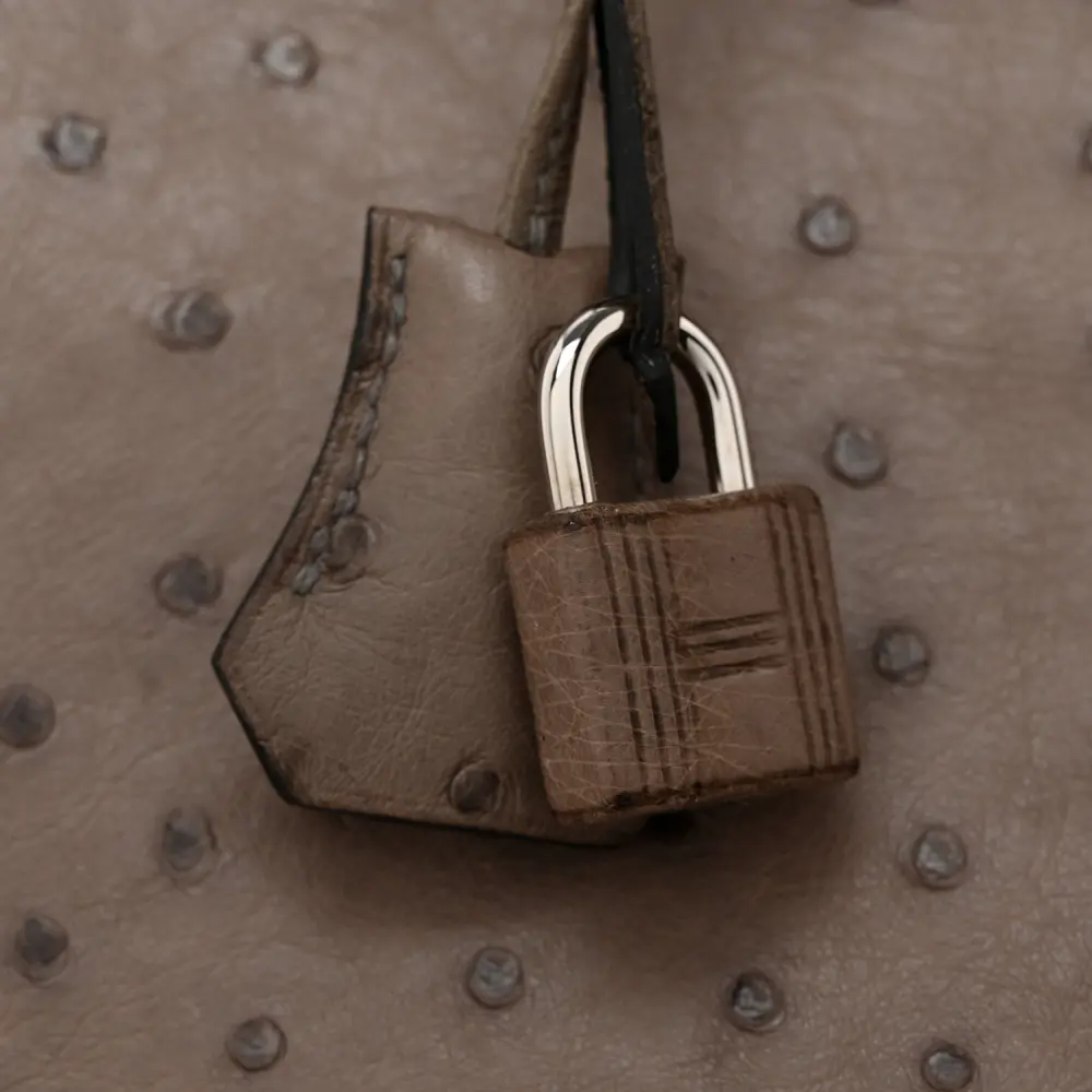Hermès Birkin 30 Gris Tourterelle Ostrich Leather Palladium Hardware - 图片 10