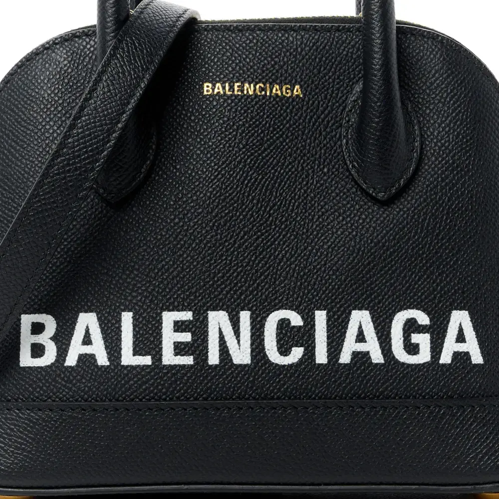 Balenciaga XXS Ville Top Handle Bag Black/White Signature Grained Calfskin Leather Gold Hardware - 图片 8