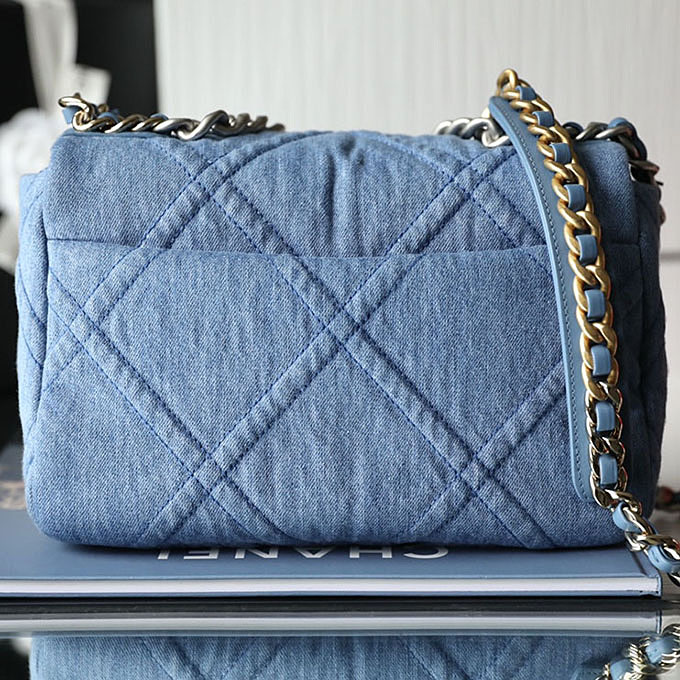 Chanel 19 Bag Light Blue Denim / Dark Blue Denim / Wine Red / Deep Red / Pink / Green / Apricot color 26cm Crossbody Bags - 图片 3