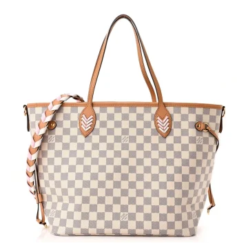 Louis Vuitton Braided Neverfull MM Damier Azur Canvas Orange Interior