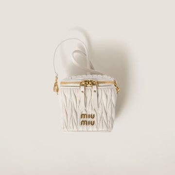 Miu Miu Quilted Lambskin Leather white Bucket Bags