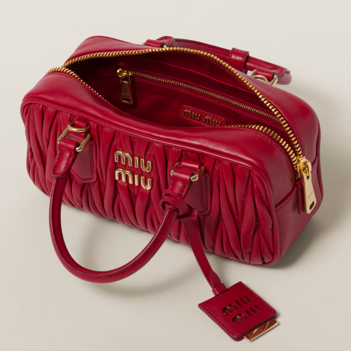 Miu Miu Arcadie matelassé Quilted Lambskin Leather Red Top-Handle Bags - 图片 4