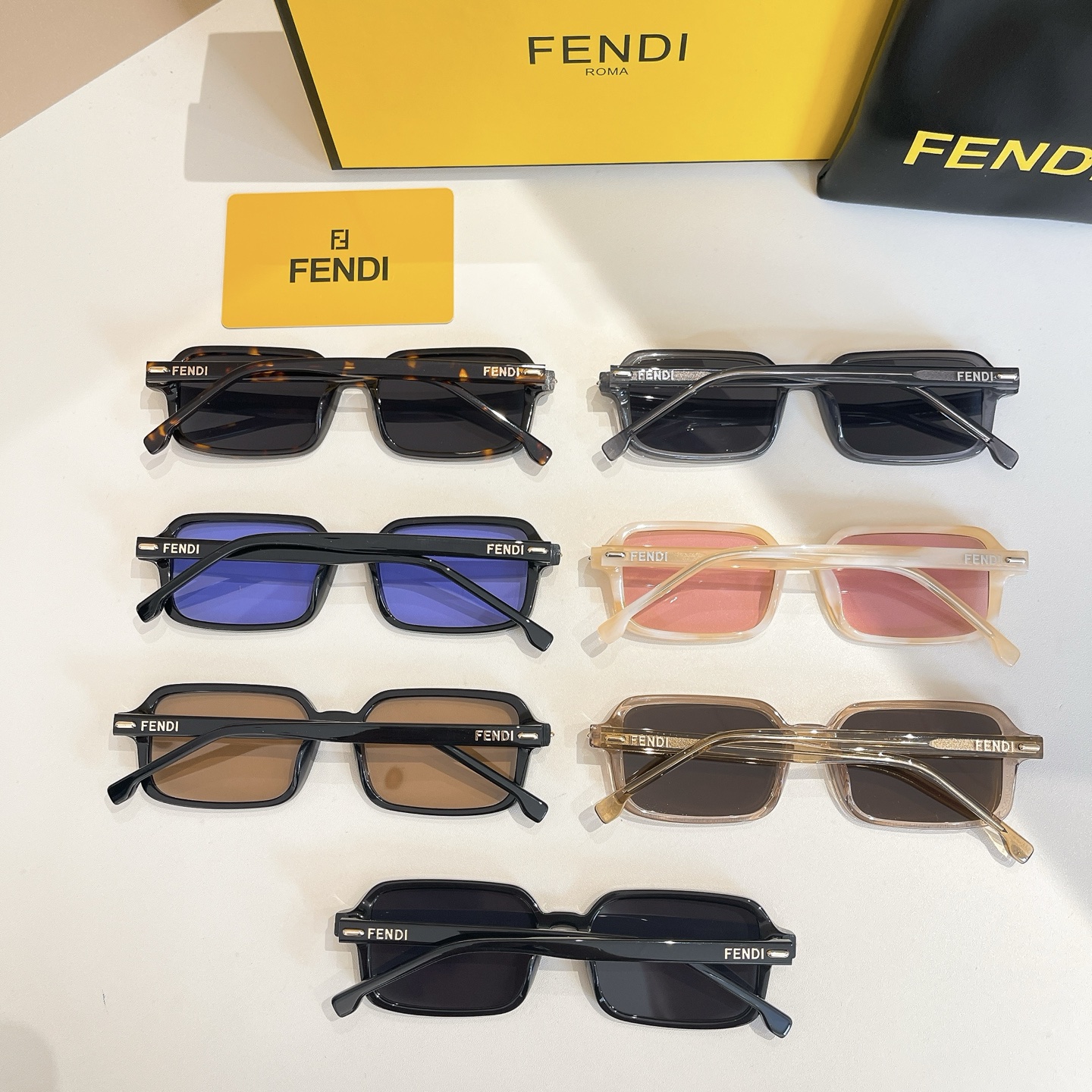 Fendi square frame glasses pink/purple black/leopard/black/grey/rust black/brown color Size 56口16-140 - 图片 9