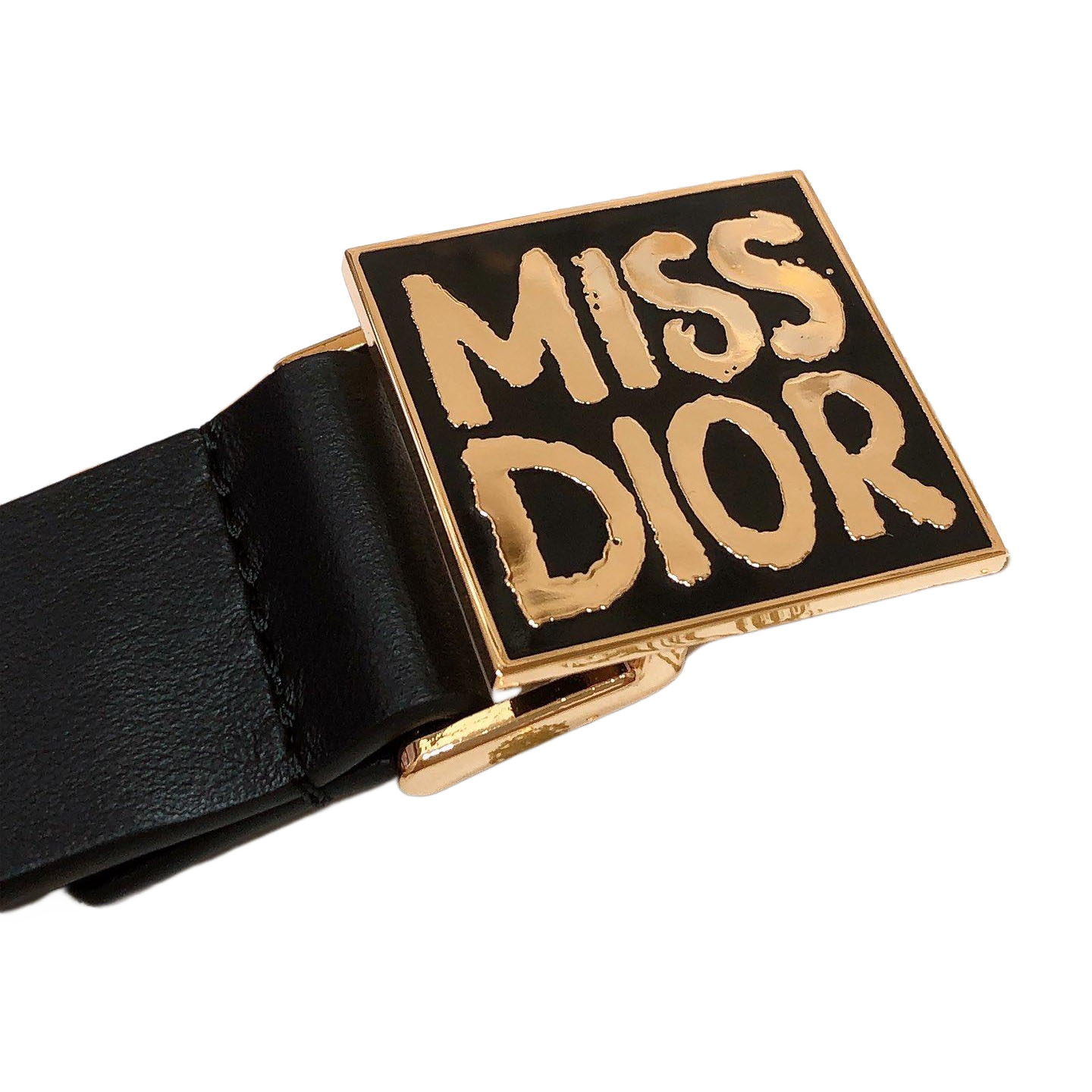 Dior Women' s Miss Dior Graffiti Buckle Belt In Black/Pink Calfskin With Gold Hardware 25mm - 图片 2