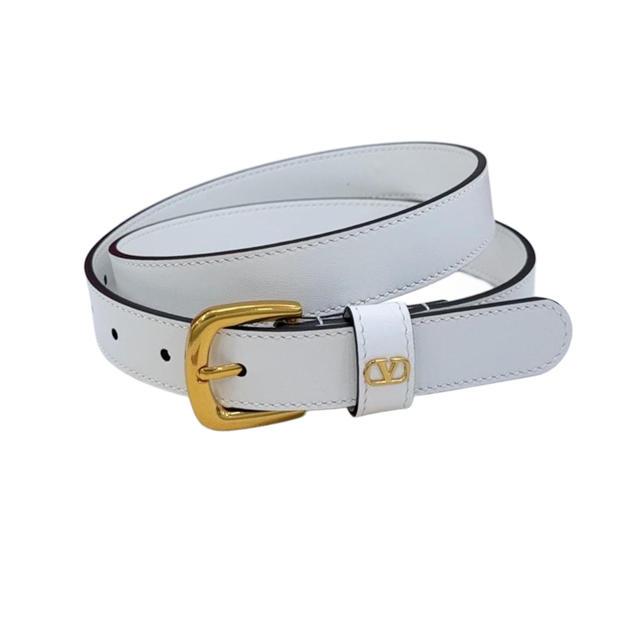Valentino Square Buckle Belt In Brown/Black/Red/White Calfskin With Gold/Silver Hardware 25mm - 图片 6