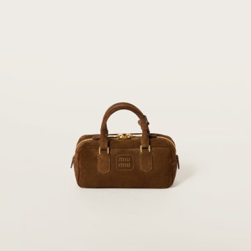 Miu Miu Arcadie Suede Leather Brown Top-Handle Bags