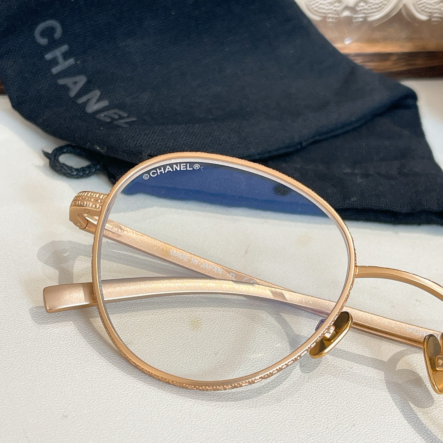 CHANEL round frame glasses light gold color SIZE50口19-140 - 图片 3