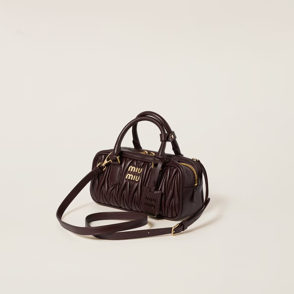 Miu Miu Arcadie matelassé Quilted Lambskin Leather Deep Brown Top-Handle Bags - 图片 3