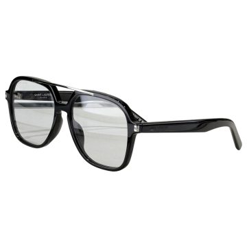 Saint Laurent square frame glasses black/black tawny/leopard black/tawny color Size 57口18-145