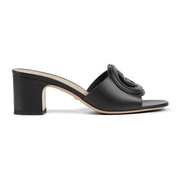 Gucci black high-heeled slippers