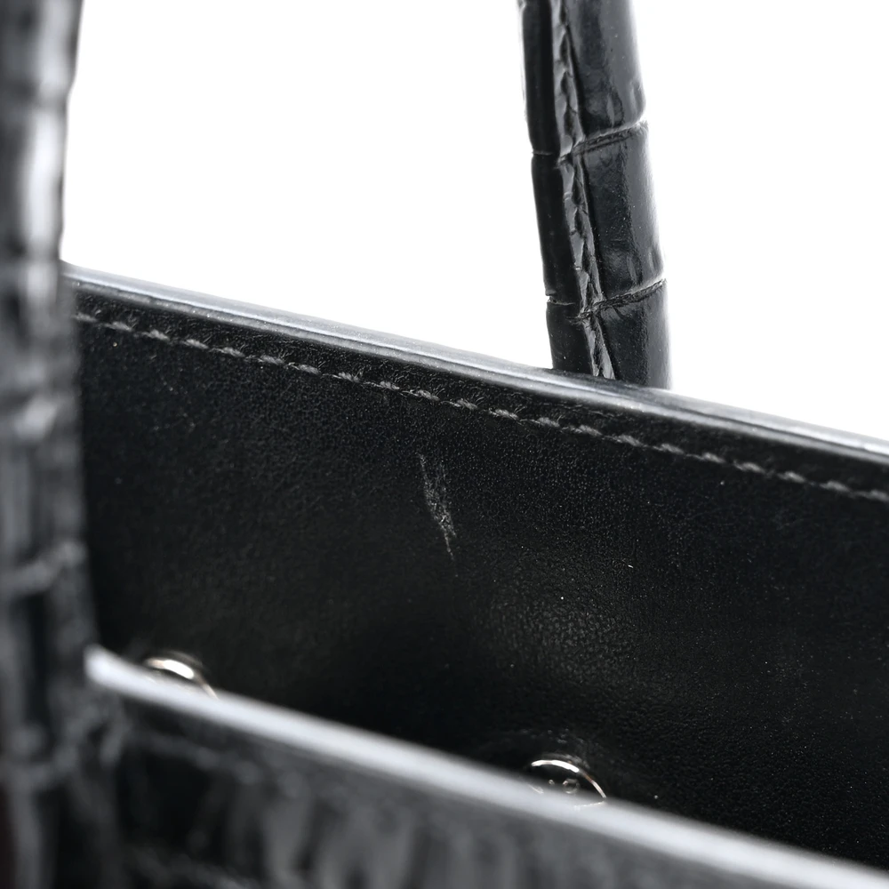 Saint Laurent Small Sac De Jour Black Embossed Calfskin & Crocodile Leather Silver Hardware - 图片 10