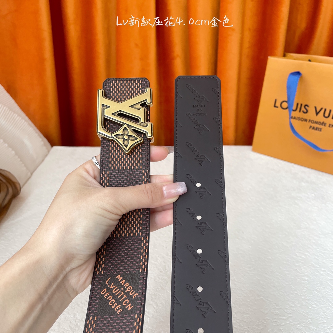 Louis Vuitton Men's Flower Buckle Reversible Belt In Black/Brown Calfskin And Damier Canvas With Gold/Silver Hardware 40mm - 图片 4