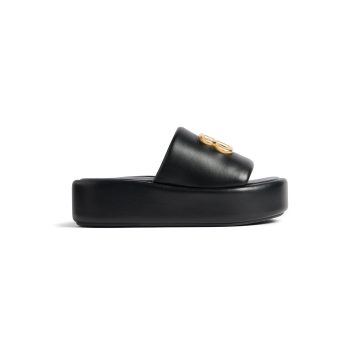 BALENCIAGA RISE Women's thick - soled black round - toed slippers