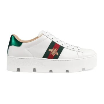 Gucci Ace series platform sneakers woven fabric women's sports shoes