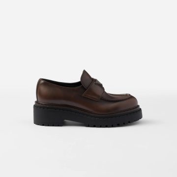 PRADA Dark brown leather loafers