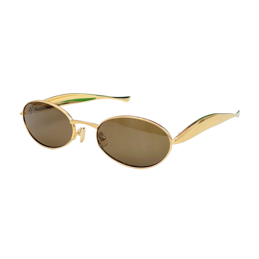 Bottega Veneta Oval glasses gold/silver/yellow/apricot/green/brown/black gold/grey silver color Size 57口21-135 - 图片 6